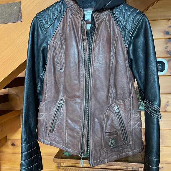Harley-Davidson Brown and Black Leather Jacket - Picture 7 of 7